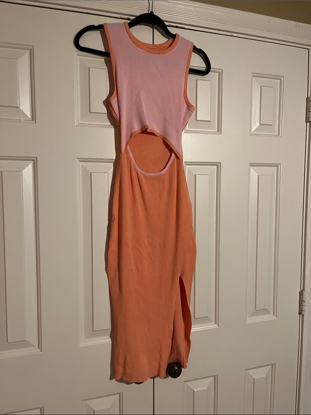 Pink and Orange Cutout Midi Dress